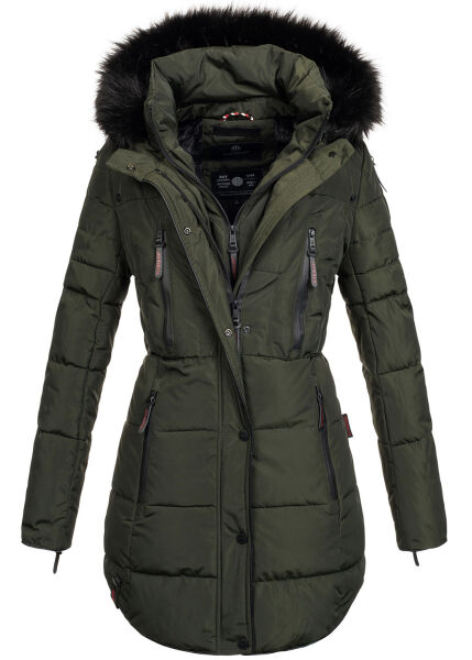 Marikoo Moonshine warme Damen Parka Winterjacke gesteppt Grün Größe XS - Gr. 34