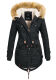 Navahoo LaViva warme Damen Winterjacke mit Teddyfell Schwarz Größe M - Gr. 38