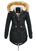 Navahoo LaViva warme Damen Winterjacke mit Teddyfell Schwarz Größe L - Gr. 40