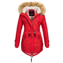 Navahoo LaViva warme Damen Winterjacke mit Teddyfell Rot Gr&ouml;&szlig;e XS - Gr. 34