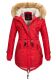 Navahoo LaViva warme Damen Winterjacke mit Teddyfell Rot Größe XS - Gr. 34