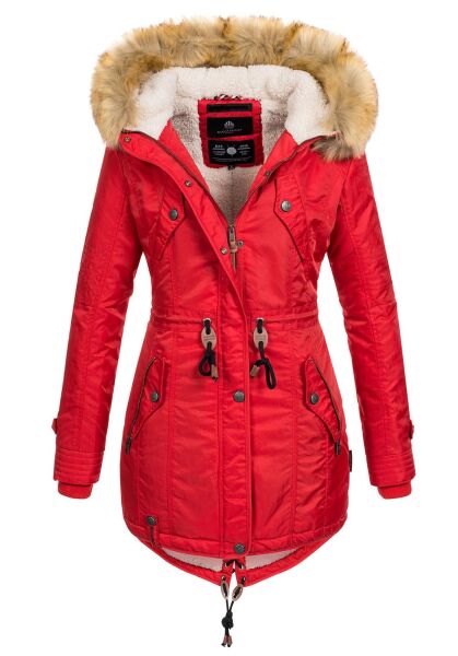 Navahoo LaViva warme Damen Winterjacke mit Teddyfell Rot Größe S - Gr. 36