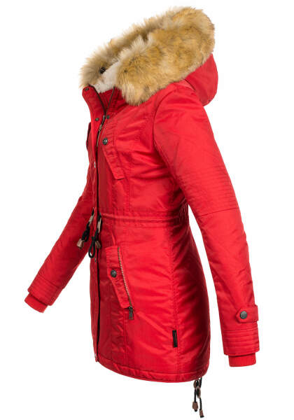 Navahoo LaViva warme Damen Winterjacke mit Teddyfell Rot Größe XL - Gr. 42