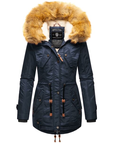 Navahoo LaViva warme Damen Winterjacke mit Teddyfell Navy Größe XS - Gr. 34