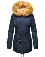 Navahoo LaViva warme Damen Winterjacke mit Teddyfell Navy Größe XS - Gr. 34