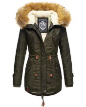 Navahoo LaViva warme Damen Winterjacke mit Teddyfell Grün Größe XS - Gr. 34