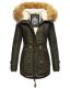 Navahoo LaViva warme Damen Winterjacke mit Teddyfell Grün Größe XS - Gr. 34