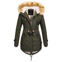 Navahoo LaViva warme Damen Winterjacke mit Teddyfell Gr&uuml;n Gr&ouml;&szlig;e M - Gr. 38