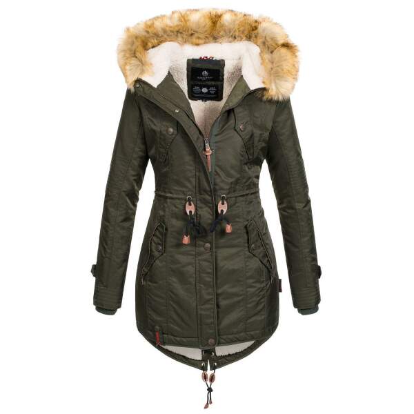 Navahoo LaViva warm ladies winter jacket with teddy fur Green-Gr.XL