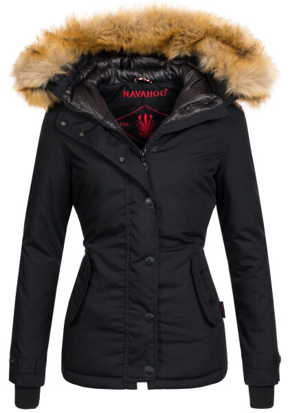 Navahoo Laura ladies winter jacket with faux fur - Black-Gr.S