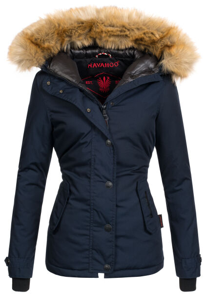 Navahoo Laura warme Damen Winterjacke mit Kapuze Navy-Gr.M