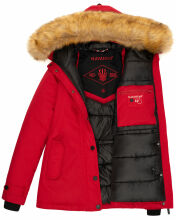 Navahoo Laura warme Damen Winterjacke mit Kapuze Rot2-Gr.S