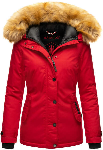 Navahoo Laura ladies winter jacket with faux fur - Red-Gr.L