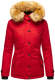 Navahoo Laura ladies winter jacket with faux fur - Red-Gr.L