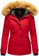 Navahoo Laura ladies winter jacket with faux fur - Red-Gr.XL
