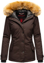 Navahoo Laura warme Damen Winterjacke mit Kapuze Schoko-Gr.XS