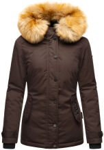 Navahoo Laura warme Damen Winterjacke mit Kapuze Schoko-Gr.XS