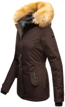 Navahoo Laura warme Damen Winterjacke mit Kapuze Schoko-Gr.XS
