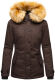 Navahoo Laura warme Damen Winterjacke mit Kapuze Schoko-Gr.XS