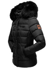 Marikoo Unique ladies quilted winter jacket with fur collar - Black-Gr.XS