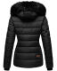 Marikoo Unique ladies quilted winter jacket with fur collar - Black-Gr.XS