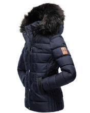 Marikoo Unique ladies quilted winter jacket with fur collar - Blue-Gr.XS