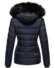 Marikoo Unique ladies quilted winter jacket with fur collar - Blue-Gr.XS