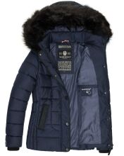 Marikoo Unique ladies quilted winter jacket with fur collar - Blue-Gr.XS