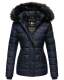 Marikoo Unique ladies quilted winter jacket with fur collar - Blue-Gr.XS