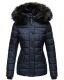 Marikoo Unique ladies quilted winter jacket with fur collar - Blue-Gr.XS