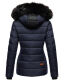 Marikoo Unique ladies quilted winter jacket with fur collar - Blue-Gr.XS