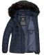 Marikoo Unique ladies quilted winter jacket with fur collar - Blue-Gr.XS