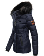 Marikoo Unique ladies quilted winter jacket with fur collar - Blue-Gr.S