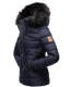 Marikoo Unique ladies quilted winter jacket with fur collar - Blue-Gr.S