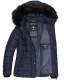 Marikoo Unique ladies quilted winter jacket with fur collar - Blue-Gr.S