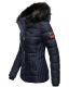 Marikoo Unique ladies quilted winter jacket with fur collar - Blue-Gr.M