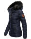 Marikoo Unique ladies quilted winter jacket with fur collar - Blue-Gr.L