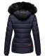 Marikoo Unique ladies quilted winter jacket with fur collar - Blue-Gr.L