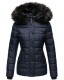 Marikoo Unique ladies quilted winter jacket with fur collar - Blue-Gr.XL