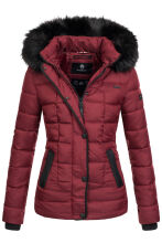 Marikoo Unique ladies quilted winter jacket with fur collar - Bordeaux-Gr.XS