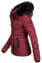 Marikoo Unique ladies quilted winter jacket with fur collar - Bordeaux-Gr.XS