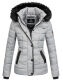 Marikoo Unique ladies quilted winter jacket with fur collar - Gray-Gr.XS