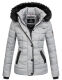 Marikoo Unique ladies quilted winter jacket with fur collar - Gray-Gr.S