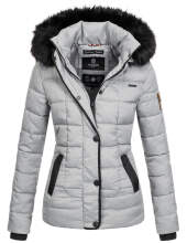 Marikoo Unique ladies quilted winter jacket with fur collar - Gray-Gr.L