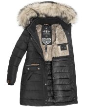 Navahoo Paula Damen Parka Winterjacke warm Gefüttert Schwarz Größe XS - Gr. 34