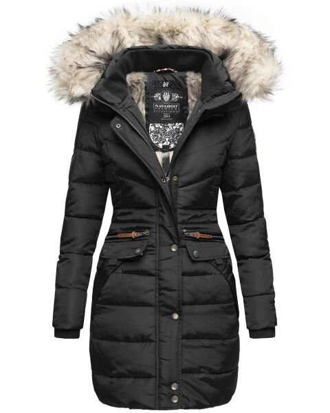 Navahoo Paula Damen Parka Winterjacke warm Gefüttert Schwarz Größe L - Gr. 40