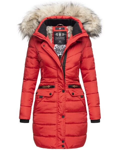 Navahoo Paula Damen Parka Winterjacke warm Gefüttert Rot Größe XL - Gr. 42