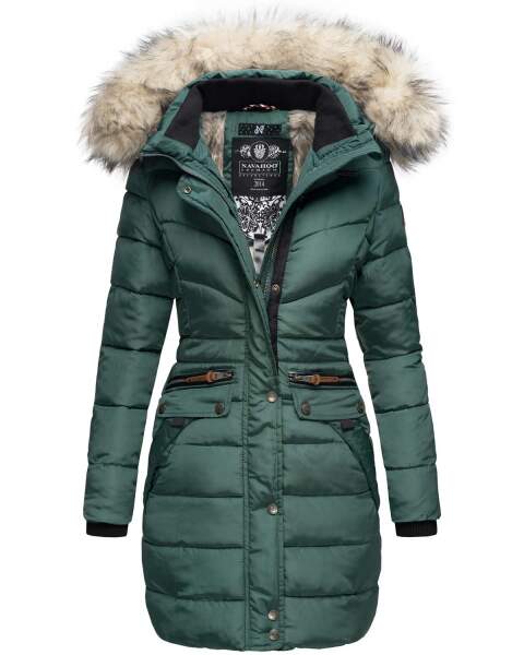 Navahoo Paula Ladies Winter Jacket Coat Parka Warm Lined Winterjacket B383 Green Size XS - Size 34