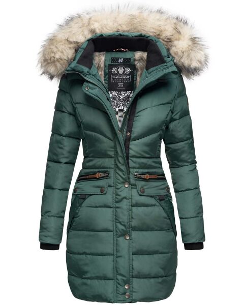 Navahoo Paula Damen Parka Winterjacke warm Gefüttert Grün Größe L - Gr. 40