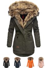 Navahoo Daria Damen Parka Jacke mit Kunstfellkragen